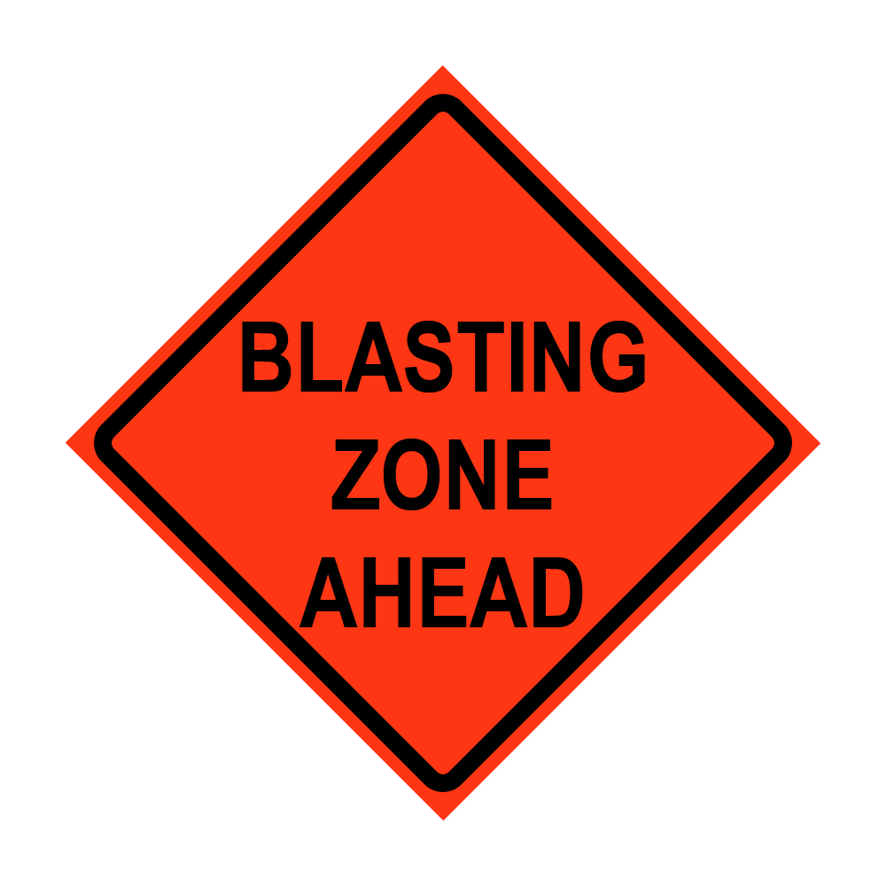 48" x 48" Roll Up Traffic Sign Blasting Zone Ahead